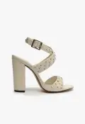 Lizzy Block Leather Sandal(5,Pearl)