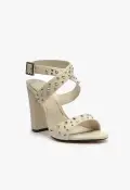 Lizzy Block Leather Sandal(5,Pearl)