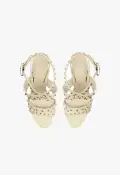 Lizzy Block Leather Sandal(5,Pearl)