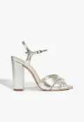 Keefa Block Metallic Leather Sandal(5,Silver)