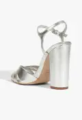 Keefa Block Metallic Leather Sandal(5,Silver)