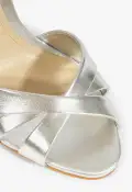 Keefa Block Metallic Leather Sandal(5,Silver)