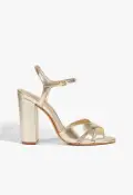Keefa Block Metallic Leather Sandal(5,Gold)
