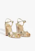 Keefa Block Metallic Leather Sandal(5,Gold)