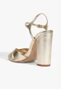 Keefa Block Metallic Leather Sandal(5,Gold)