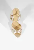 Keefa Block Metallic Leather Sandal(5,Gold)