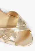 Keefa Block Metallic Leather Sandal(5,Gold)