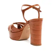 Keefa Crocodile-Embossed Leather Sandal(5,Brown)