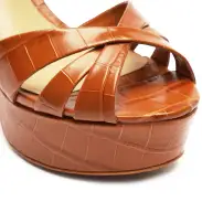 Keefa Crocodile-Embossed Leather Sandal(5,Brown)
