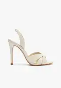 Keefa Crocodile-Embossed Leather Sandal(5,Pearl)