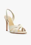 Keefa Crocodile-Embossed Leather Sandal(5,Pearl)