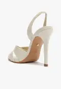 Keefa Crocodile-Embossed Leather Sandal(5,Pearl)