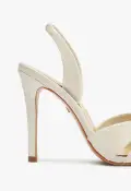 Keefa Crocodile-Embossed Leather Sandal(5,Pearl)