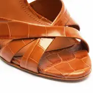Keefa Crocodile-Embossed Leather Sandal(5,Brown)