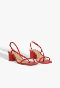Heloise Mid Block Leather Sandal(5,Red)