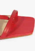 Heloise Mid Block Leather Sandal(5,Red)
