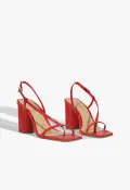 Heloise Block Leather Sandal(5,Red)