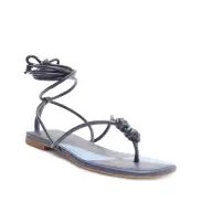 Poppy Flat Sandal(5,Blue)