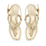 Sage Metallic Flat Sandal(5,Silver)