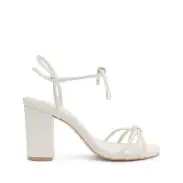 Kate High Block Leather Sandal(5,White)