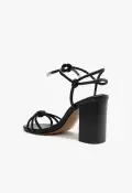 Kate High Block Leather Sandal(5,Black)