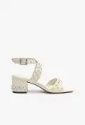 Lizzy Mid Block Leather Sandal(5,Pearl)