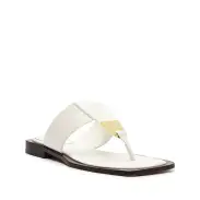 Salma Leather Flat Sandal(5,White)