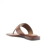 Salma Metallic Leather Flat Sandal(5,Caramel)