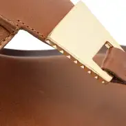Salma Metallic Leather Flat Sandal(5,Caramel)