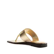 Salma Metallic Leather Flat Sandal(5,Gold)