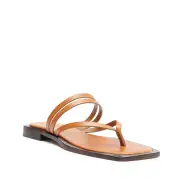 Rania Leather Flat Sandal(5,Brown)
