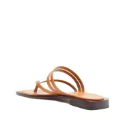 Rania Leather Flat Sandal(5,Brown)