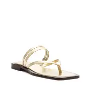 Rania Metallic Leather Flat Sandal(5,Gold)