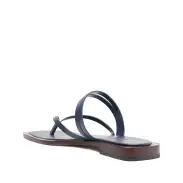 Rania Leather Flat Sandal(5,Blue)