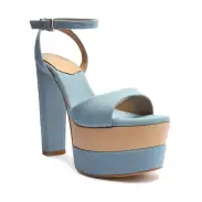 Kaila Platform Fabric Sandal(5,Blue)