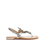 Shantie Metallic Leather Sandal(5,Silver)