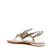 Shantie Metallic Leather Sandal(5,Silver)