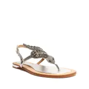 Shantie Metallic Leather Sandal(5,Silver)