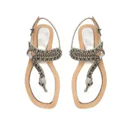 Shantie Metallic Leather Sandal(5,Silver)