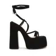 Lynda Nubuck Sandal(5,Black)