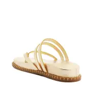 Rania Sporty Metallic Leather Sandal(5,Gold)