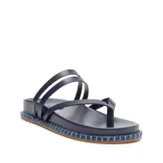 Rania Sporty Leather Sandal(5,Blue)