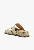 Naomi Sporty Snake-Embossed Leather Sandal(5,Beige)