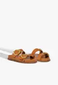 Olga Sporty Leather Sandal(5,Brown)