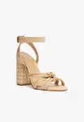 Kareena Woven Leather Sandal(5,Light Beige)