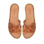 Phoenix Flat Leather Sandal(5,Honey Peach)