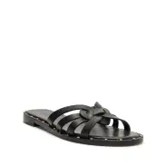Phoenix Flat Leather Sandal(5,Black)