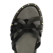 Phoenix Flat Leather Sandal(5,Black)