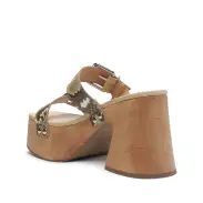 Kayleigh Snake-Embossed Leather Sandal(5,True Beige)
