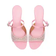 Louise Low Satin Sandal(5,Misty Rose)